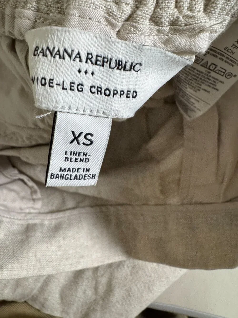 Banana Republic Wide Leg Cropped Linen Blend Pants size XS Flax Beige Minimalist